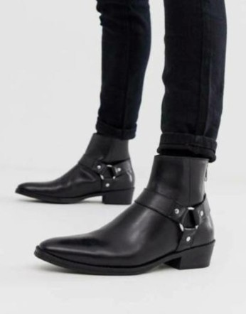 Mens Boots | wyatt harness boots in smooth leather Black