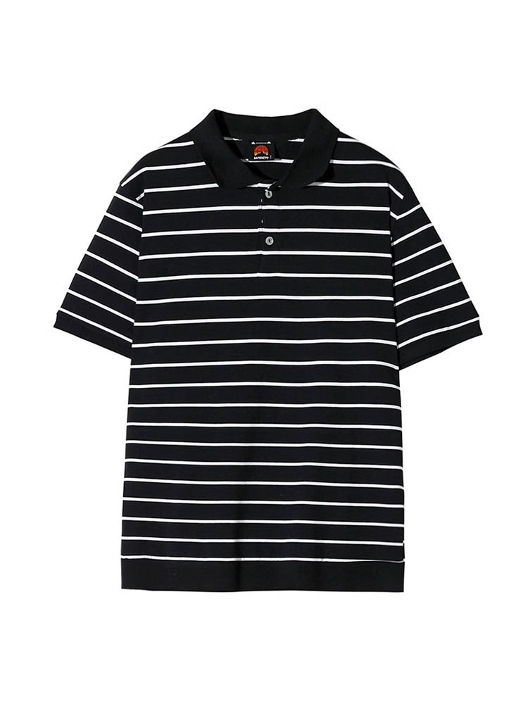 Mens Jersey | CASSANDRE POLO SHIRT IN STRIPED PIQUÉ Black And Naturel