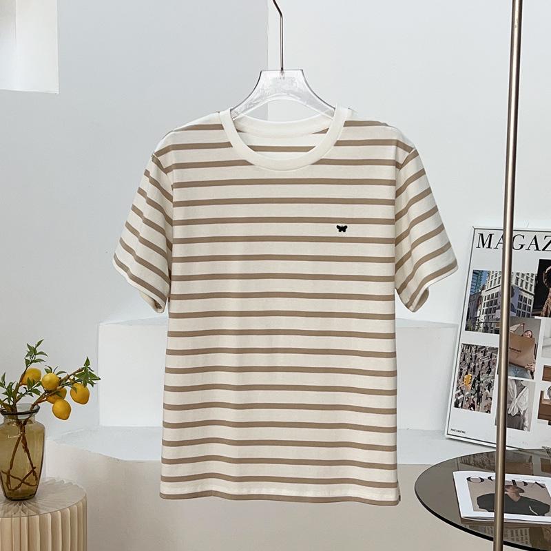 Mens Jersey | Striped Cassandre T-Shirt in Jersey Naturel Et Marine