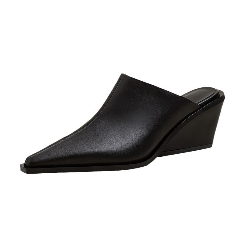 Mens Sandals | PLAZA mules in smooth leather Black