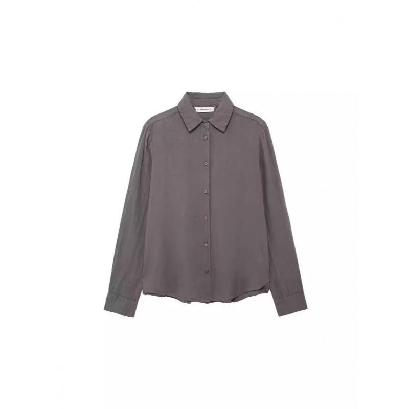 Mens Shirts | shirt in silk crepe muslin Marron