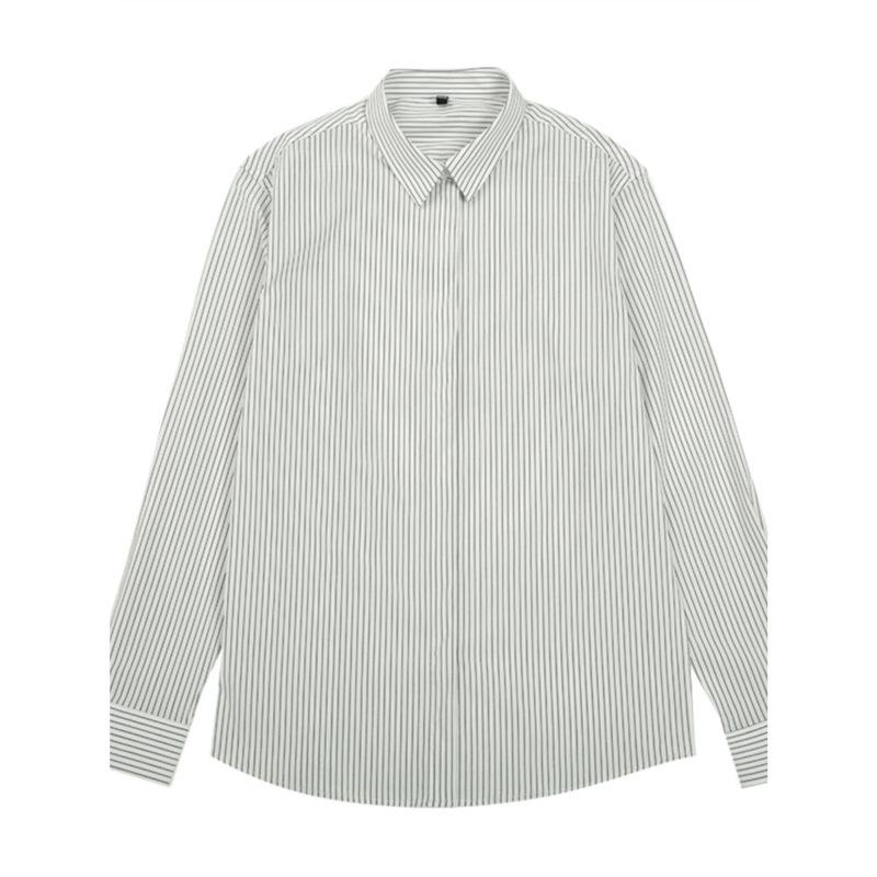 Mens Shirts | Shirt in Striped Silk Satin Craie Noir