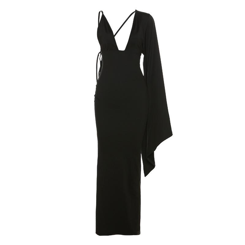 Womens Dresses And Skirts | batwing dress in silk satin Black