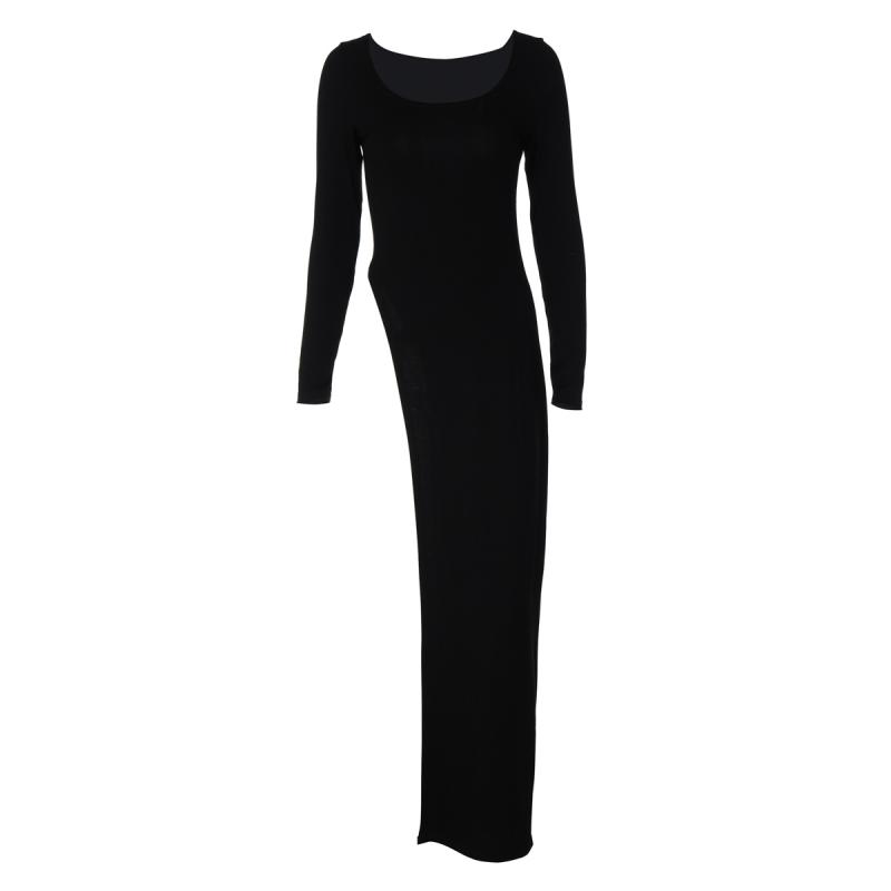 Womens Dresses And Skirts | long dress in wool Black