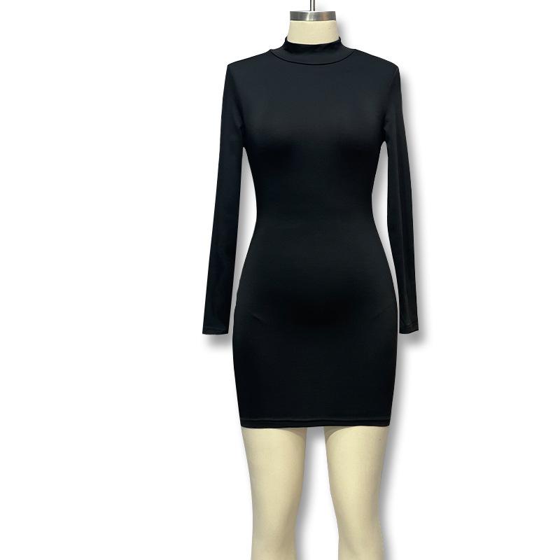 Womens Dresses And Skirts | turtleneck dress in stretch jersey Black