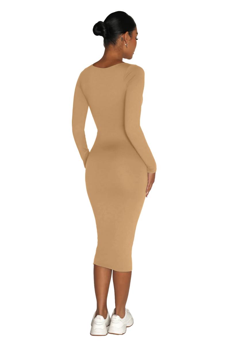 Womens Dresses And Skirts | turtleneck dress in stretch jersey Caramel