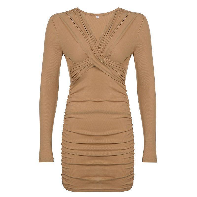 Womens Dresses And Skirts | wrap dress in stretch jersey Noisette