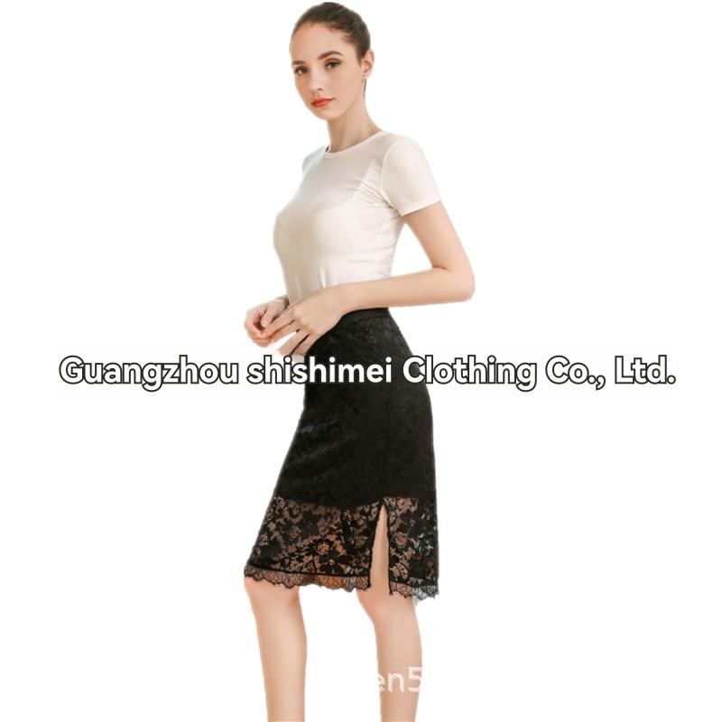 Womens Dresses And Skirts | wrap pencil skirt in lace Black