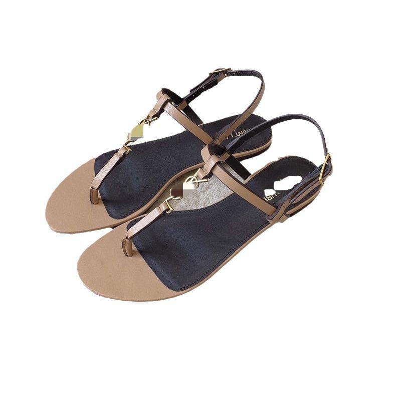 Womens Flat Sandals | Cassandra sandals in vegetable-tanned leather Marron Gold