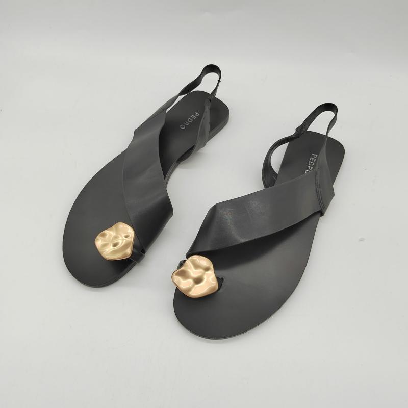 Womens Flat Sandals | KOUROS slides in smooth leather Ocre