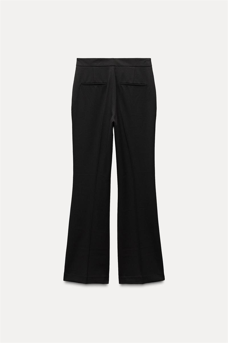 Womens Jackets And Pants | Flared Pants in Wool Gabardine Black