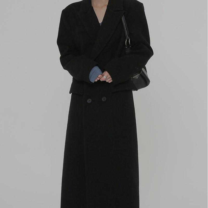 Womens Leather And Coats | long coat in cashmere and wool felt Anthracite