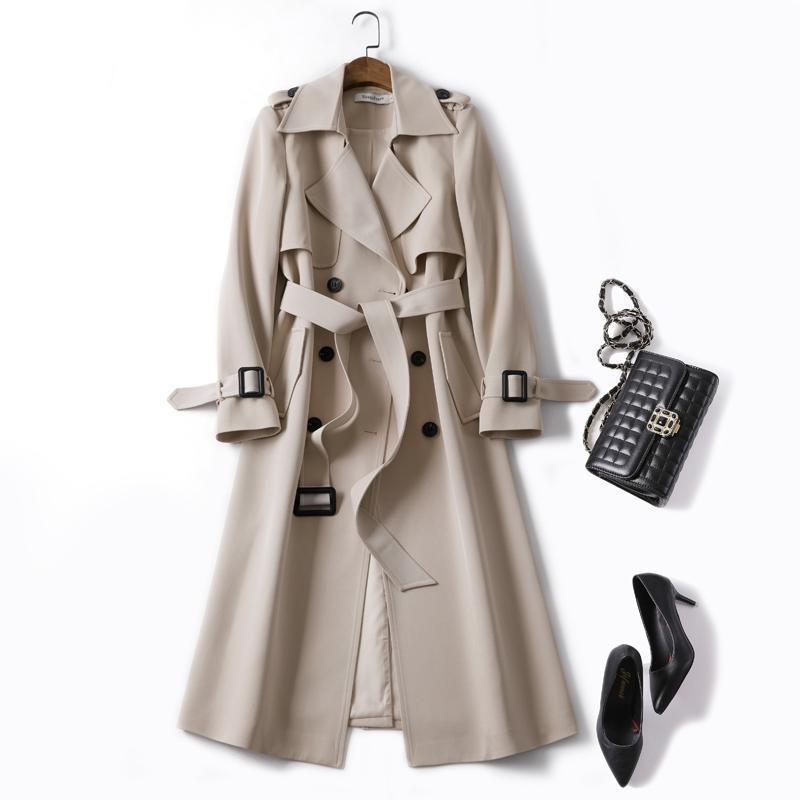 Womens Leather And Coats | Trench Coat in Cotton Serge Beige