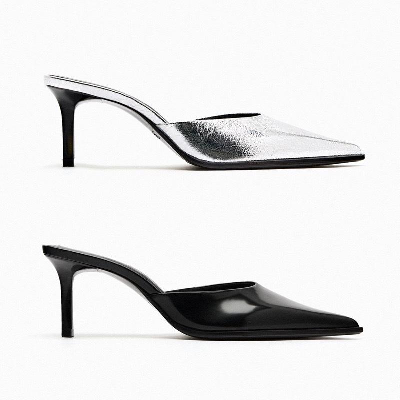 Womens Mules And Pumps | GOLDIE mules in glazed leather Black