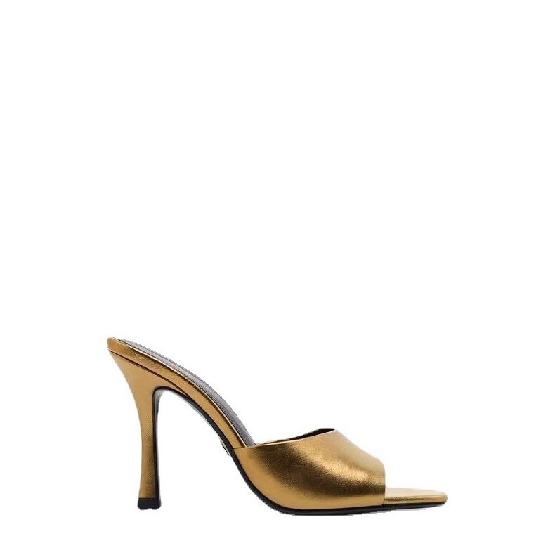 Womens Mules And Pumps | GOLDIE mules in satin crepe Deep Kaki