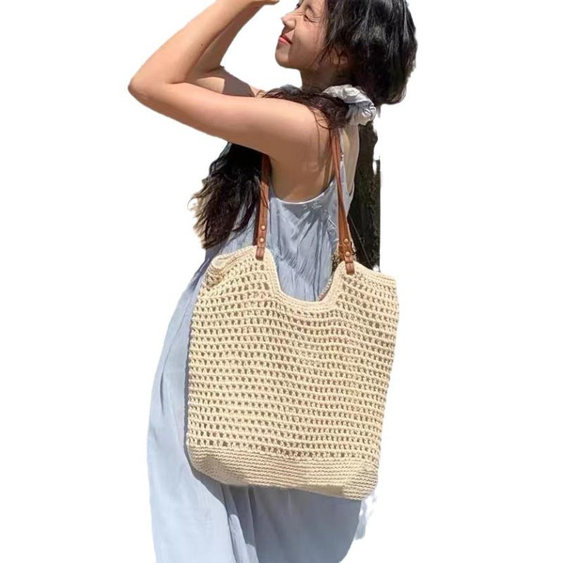 Womens Paniers And Totes | LE 5 A 7 in raffia crochet and smooth leather Naturel