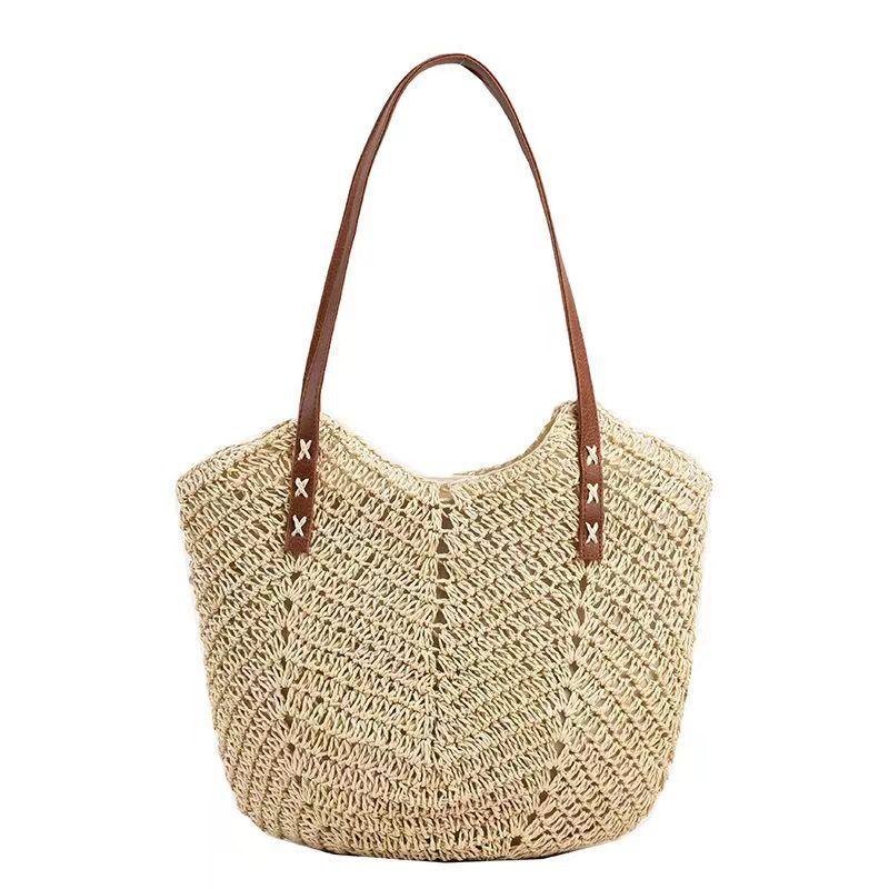 Womens Paniers And Totes | Panier medium in raffia and vegetable-tanned leather Natural And Brick