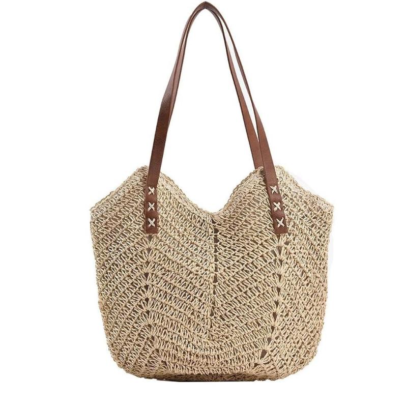 Womens Paniers And Totes | Panier small in raffia and vegetable-tanned leather Natural And Brick