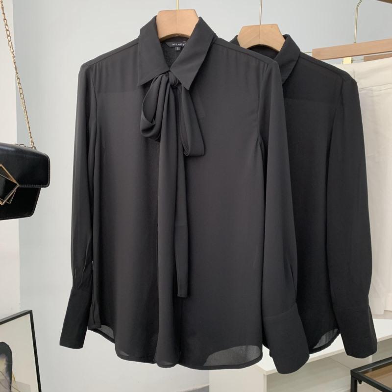 Womens Shirts And Tops | Blouse in Silk Muslin Crepe Black