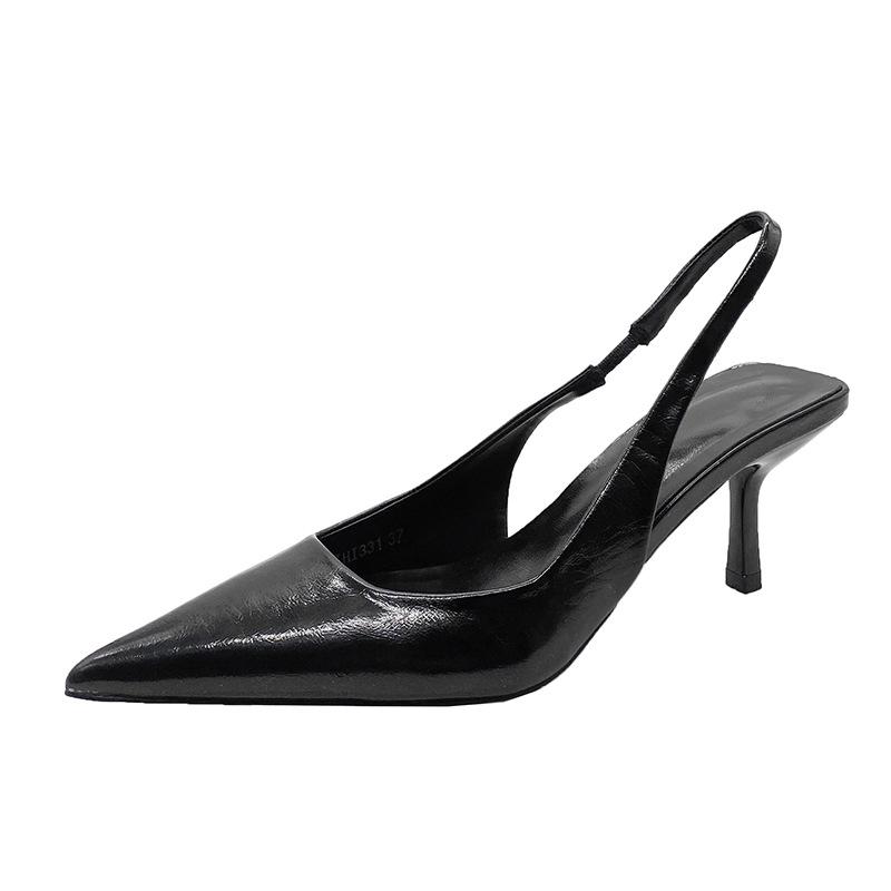 Womens Slingbacks | CHERISH slingback pumps in glazed leather and rhinestones Black