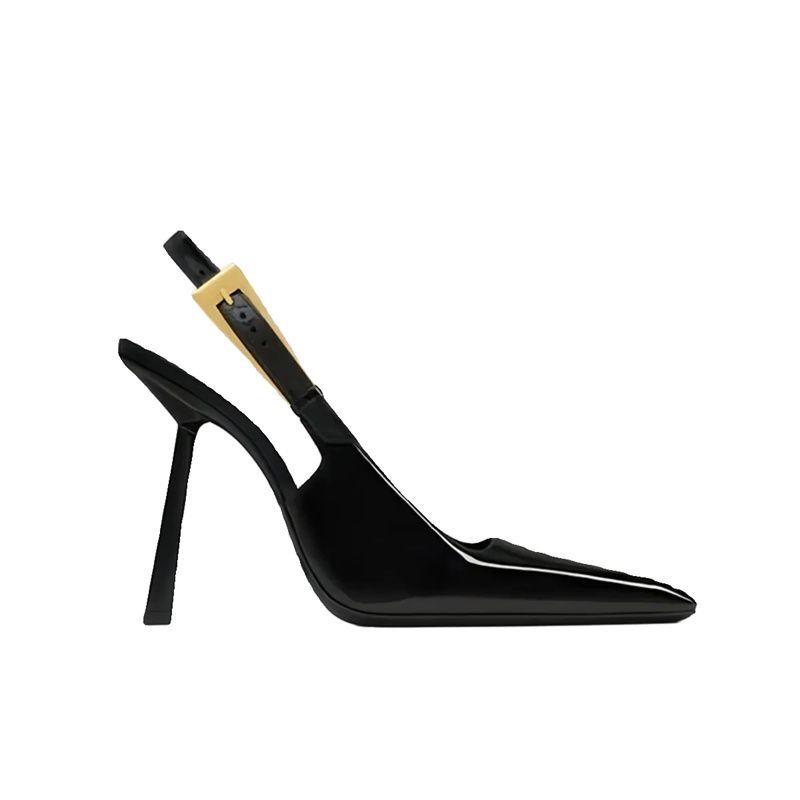 Womens Slingbacks | LEE slingback pumps in glazed leather Black