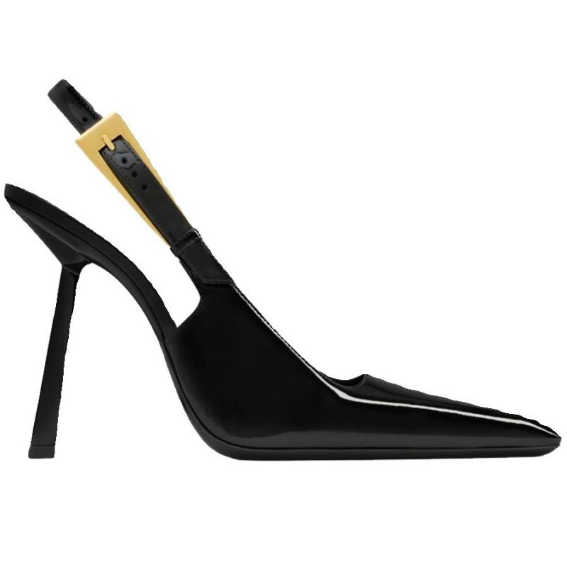 Womens Slingbacks | LEE slingback pumps in glazed leather Black