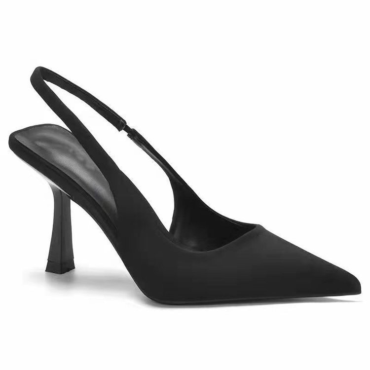 Womens Slingbacks | L’ENTRACTE slingback pumps in satin crepe Black