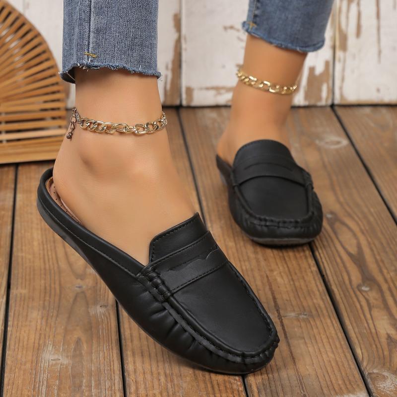 Womens Flats And Loafers | LE LOAFER penny mules in smooth leather Black