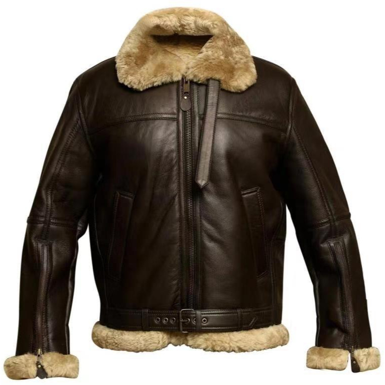 Womens Leather And Coats | aviator jacket in aged lambskin and shearling Marron Fonce