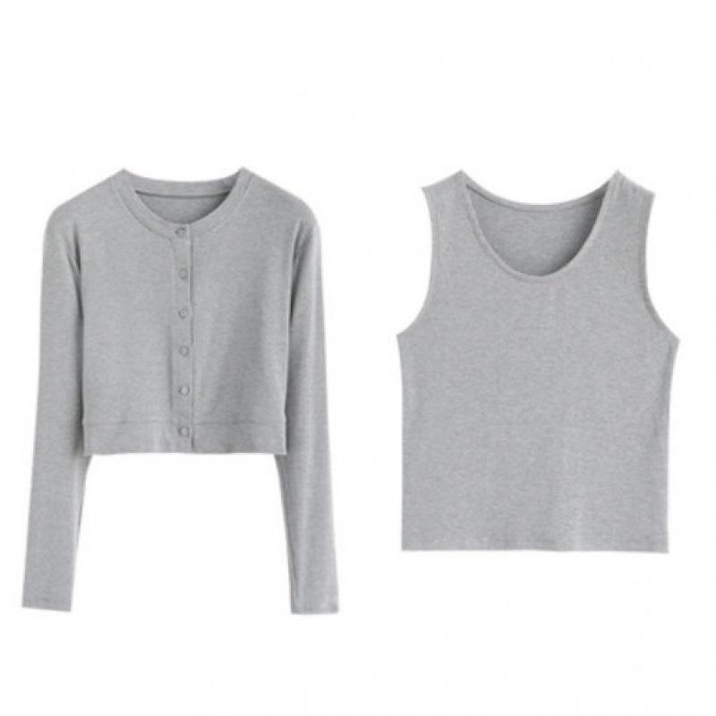 Womens Knitwear | cardigan in wool and silk Gris Chine